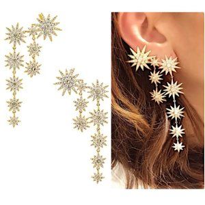 NEW ~ Anthropologie SHASHI "Nocorol Veep Ali" Crystal Star Climber Earrings